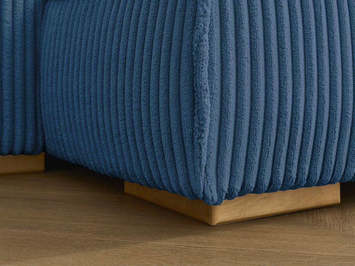 Canapé droit convertible coffre CHELSEA gros côtelé doux avec pouf