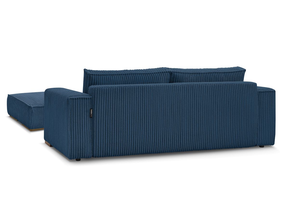Canapé droit convertible coffre CHELSEA gros côtelé doux avec pouf
