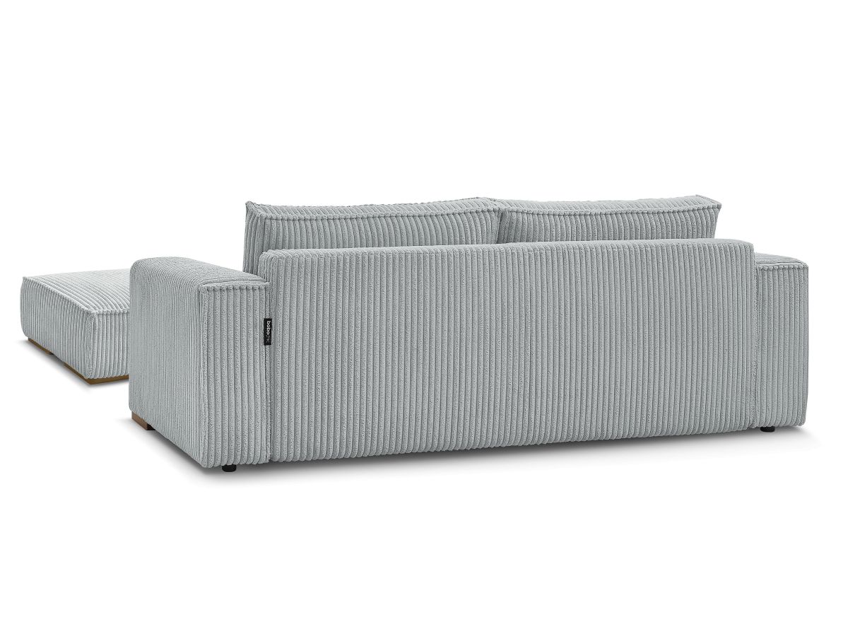 Canapé droit convertible coffre CHELSEA gros côtelé doux avec pouf