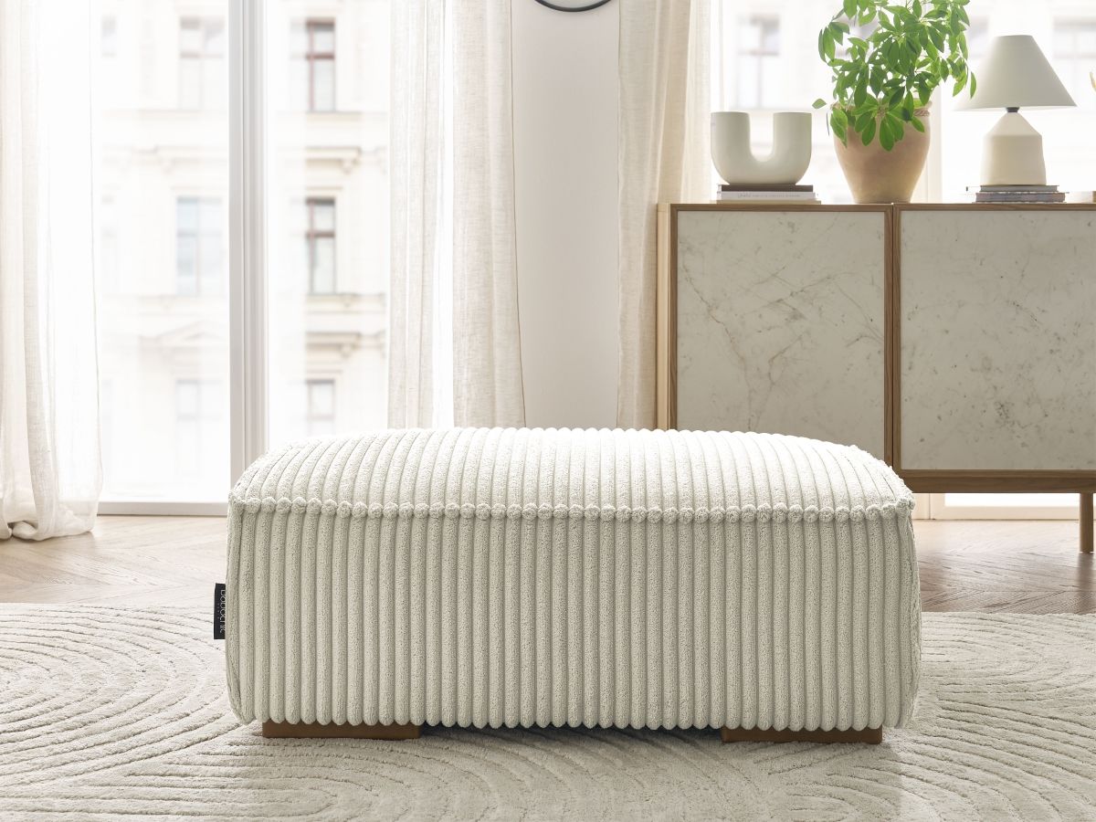 Pouf CHELSEA gros côtelé doux beige — vue 5