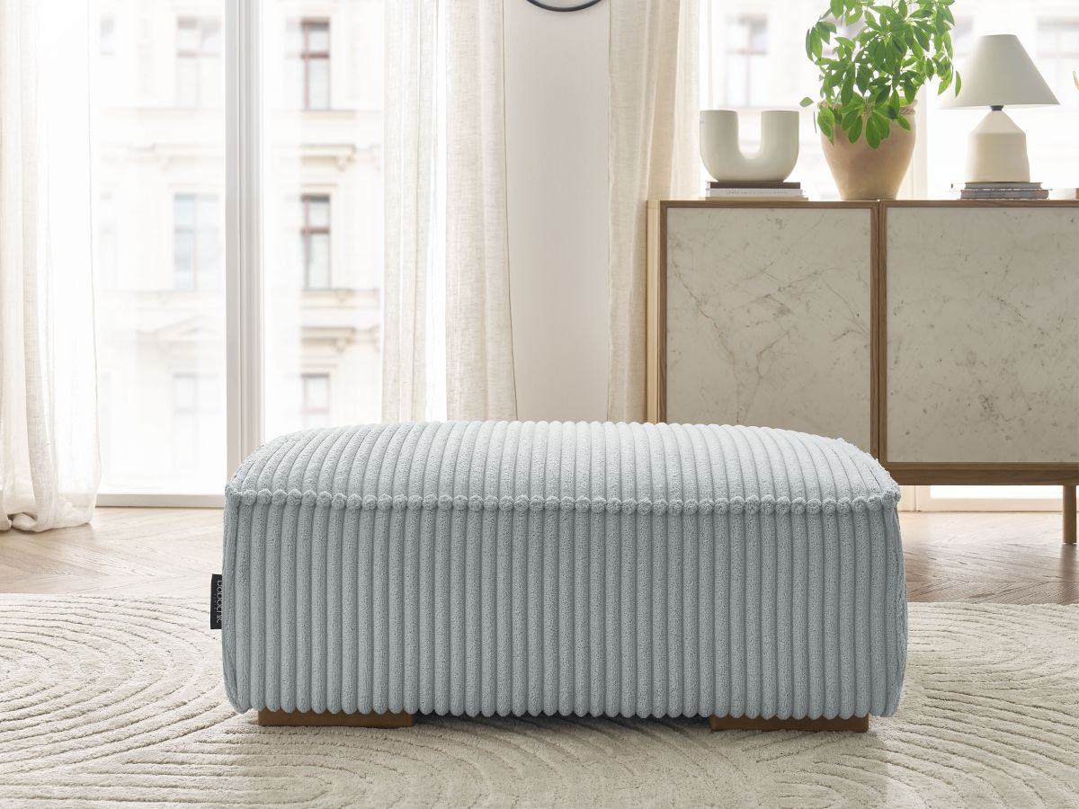 Pouf CHELSEA gros côtelé doux gris clair — vue 5