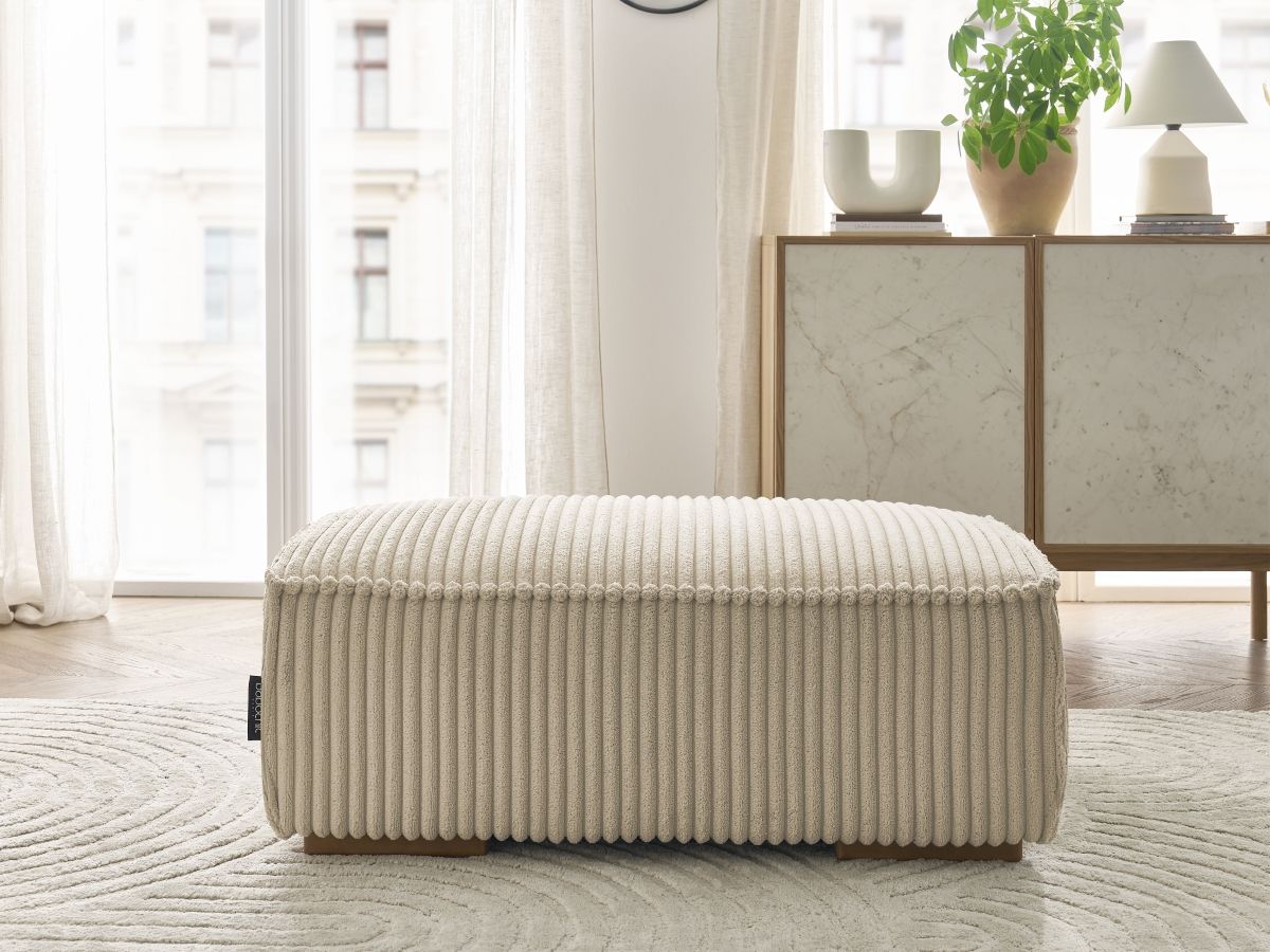 Pouf CHELSEA gros côtelé doux taupe — vue 5