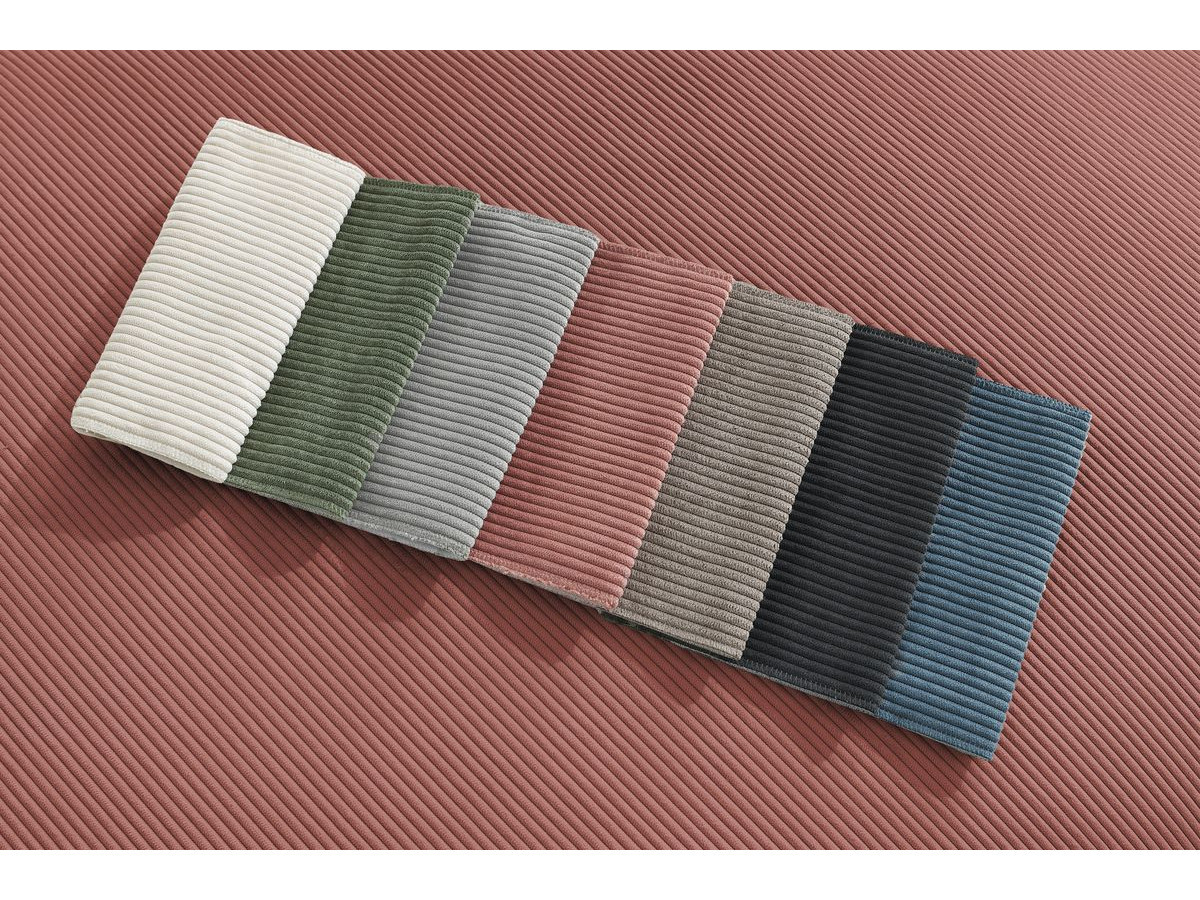 Canapé droit 3 places ultra moelleux BOHEME velours côtelé avec pouf rose — vue 4