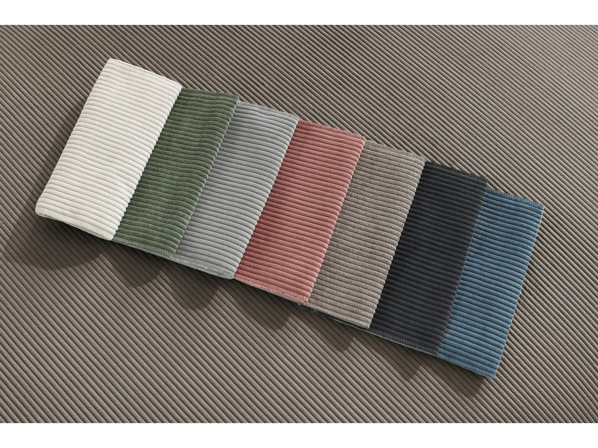 Canapé droit 3 places ultra moelleux BOHEME velours côtelé avec pouf taupe — vue 4