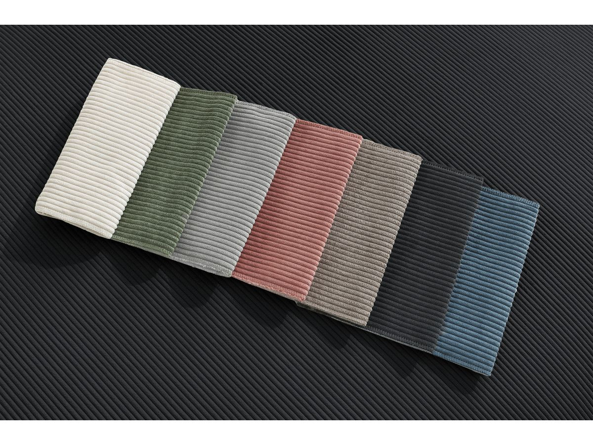 Canapé d'angle réversible ultra moelleux BOHEME velours côtelé avec pouf