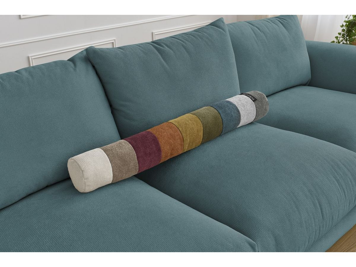 Canapé d'angle fixe EVEREST tissu chiné - Orange - Angle droit - 10 coussins
