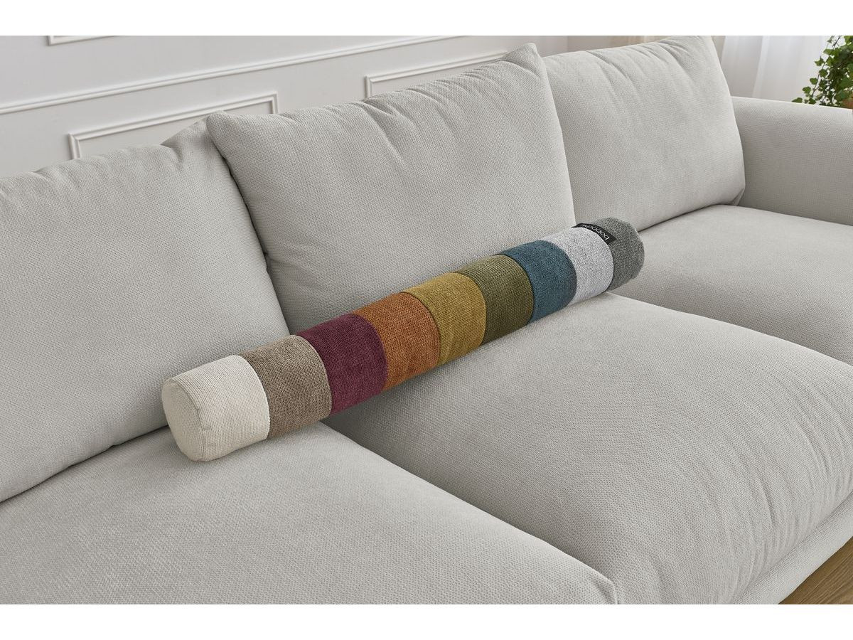 Canapé d'angle fixe EVEREST tissu chiné - Orange - Angle droit - 10 coussins