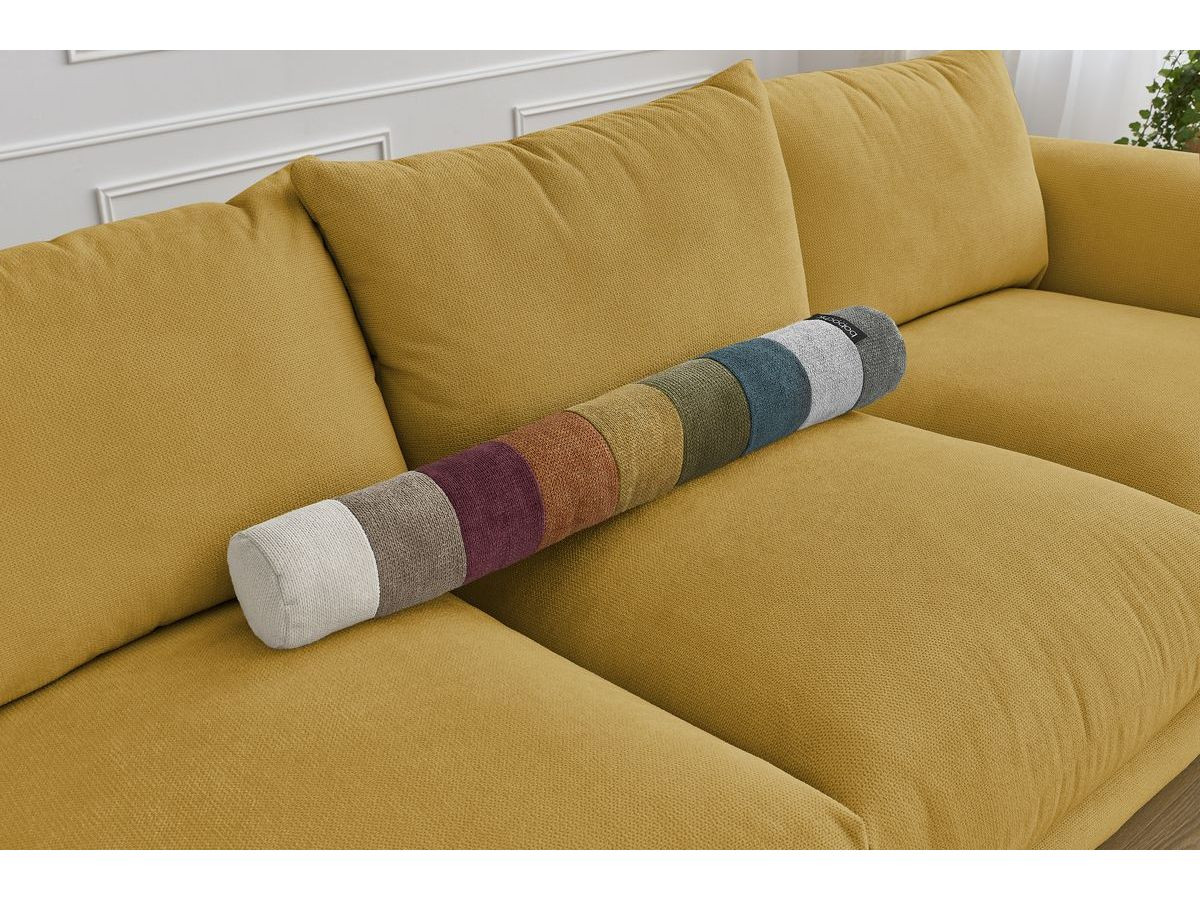 Canapé d'angle fixe EVEREST tissu chiné - Orange - Angle droit - 10 coussins