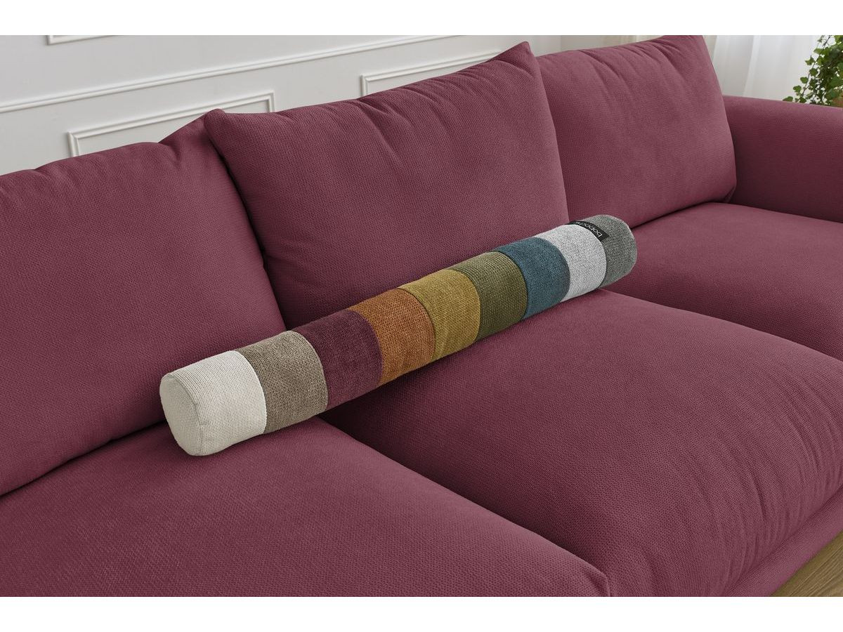 Canapé d'angle fixe EVEREST tissu chiné - Orange - Angle droit - 10 coussins