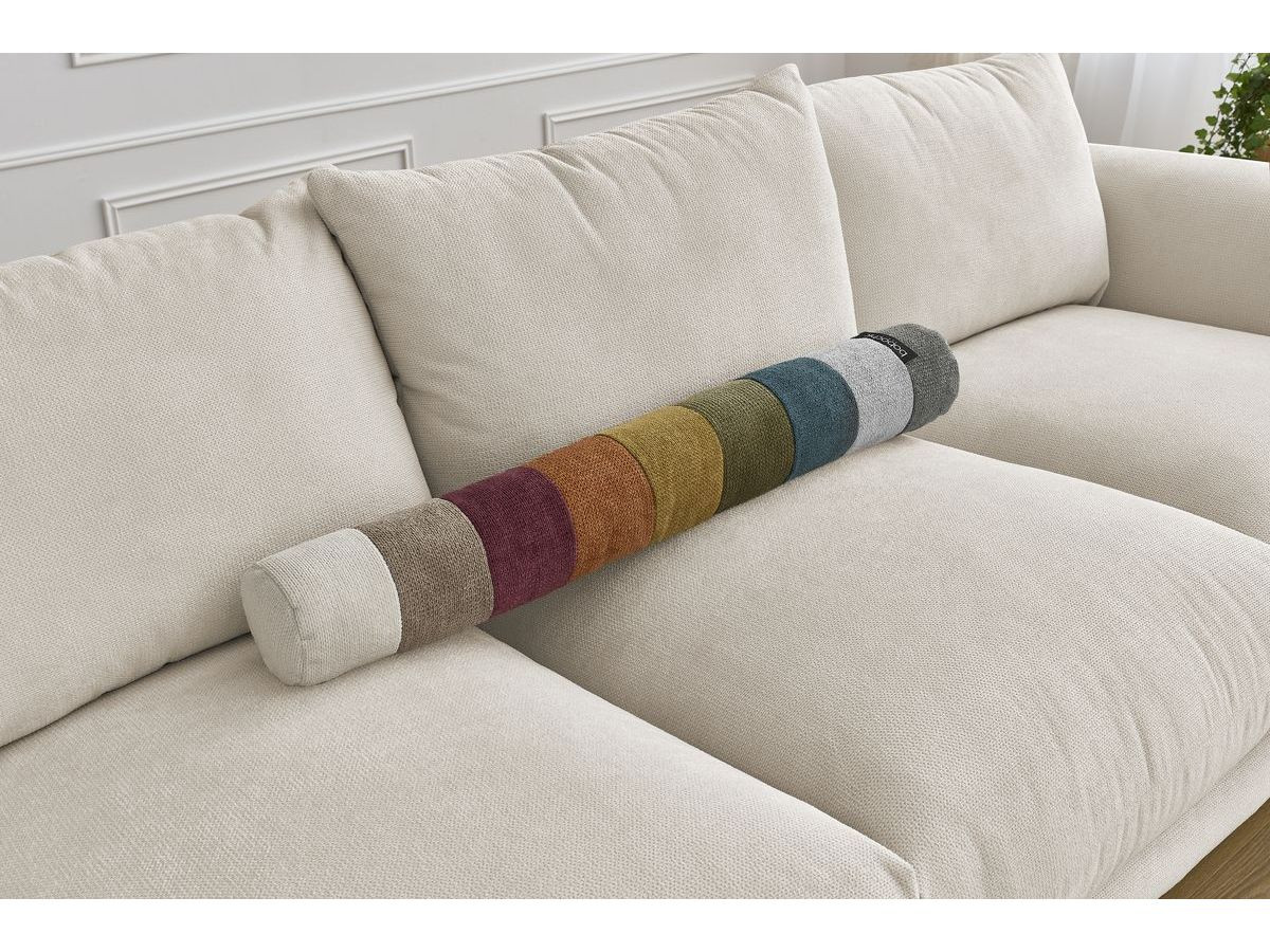 Canapé d'angle fixe EVEREST tissu chiné - Orange - Angle droit - 10 coussins