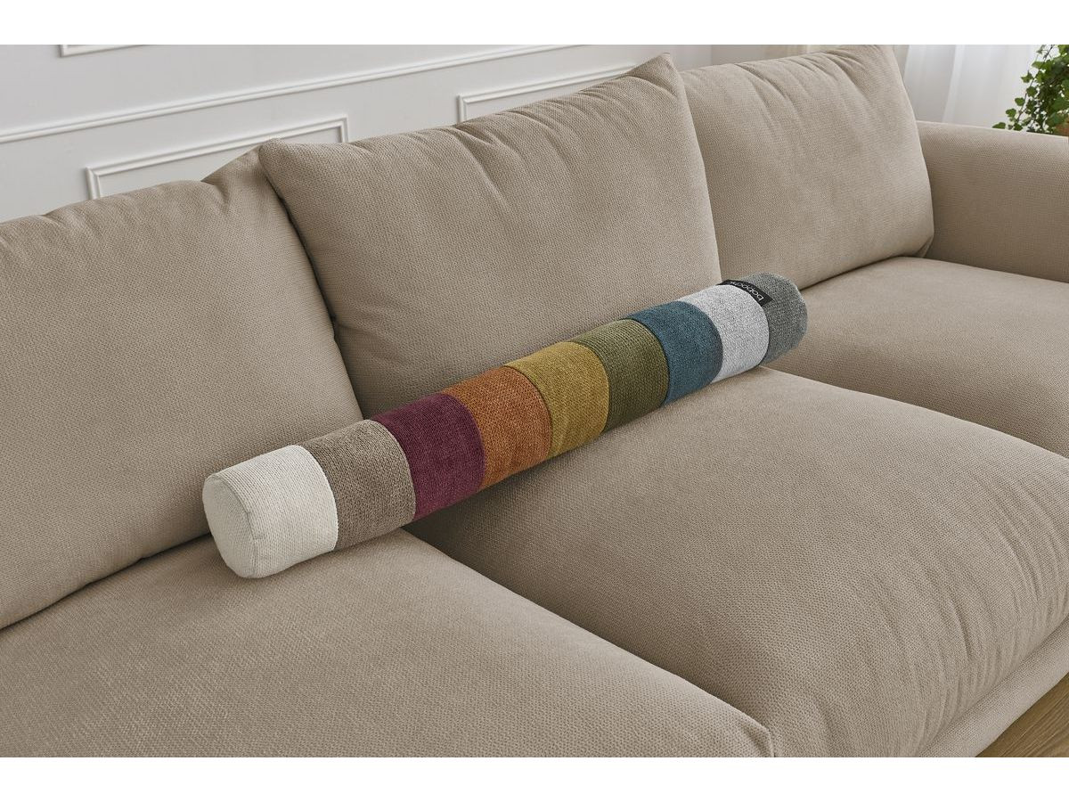 Canapé d'angle fixe EVEREST tissu chiné - Orange - Angle droit - 10 coussins