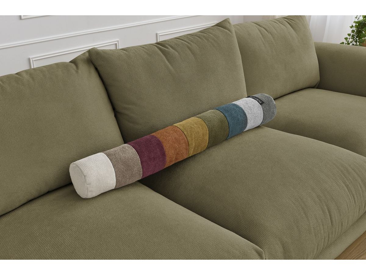 Canapé d'angle fixe EVEREST tissu chiné - Orange - Angle droit - 10 coussins