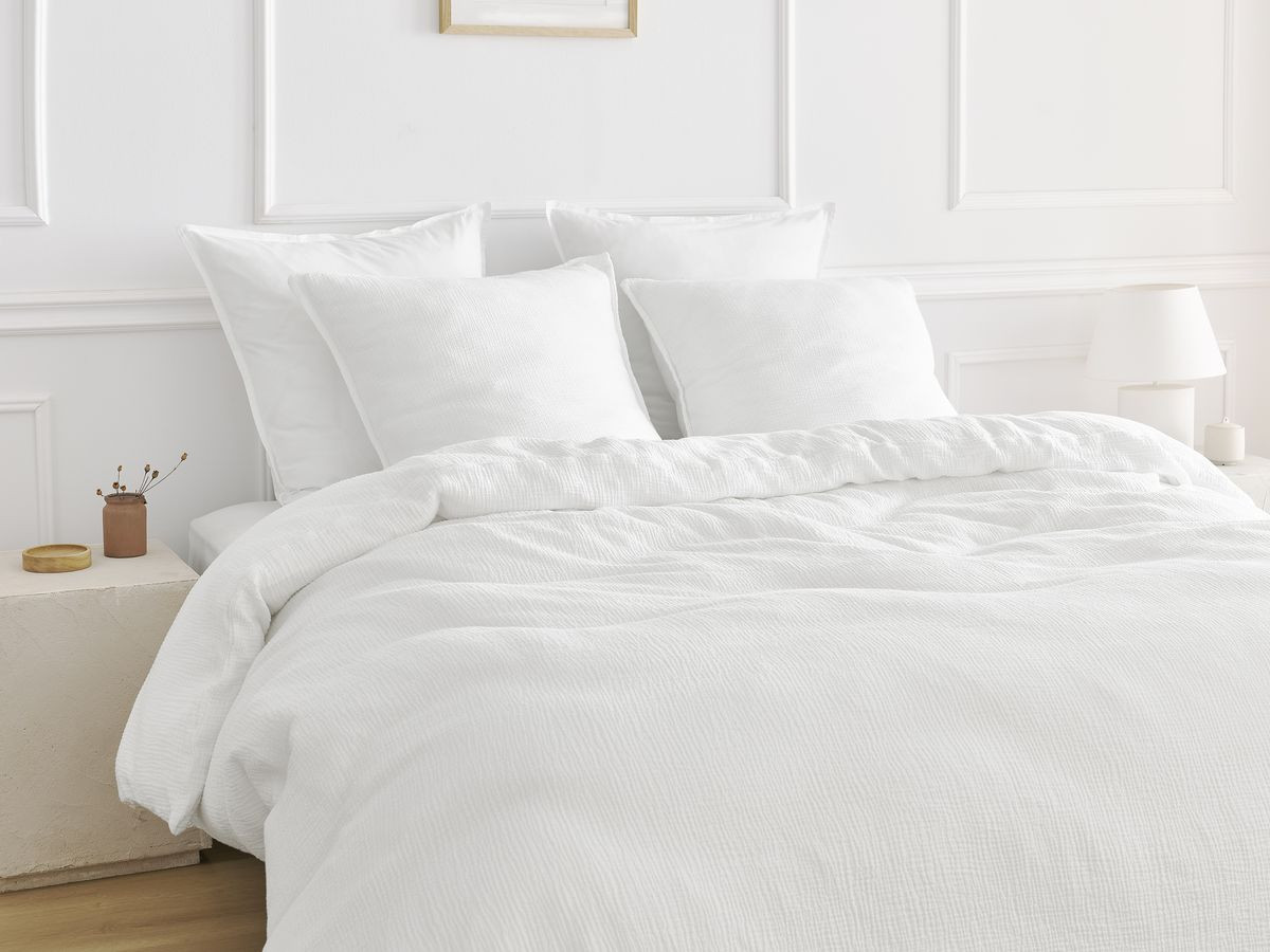 Housse de couette HESTIA en gaze de coton blanc — vue 4