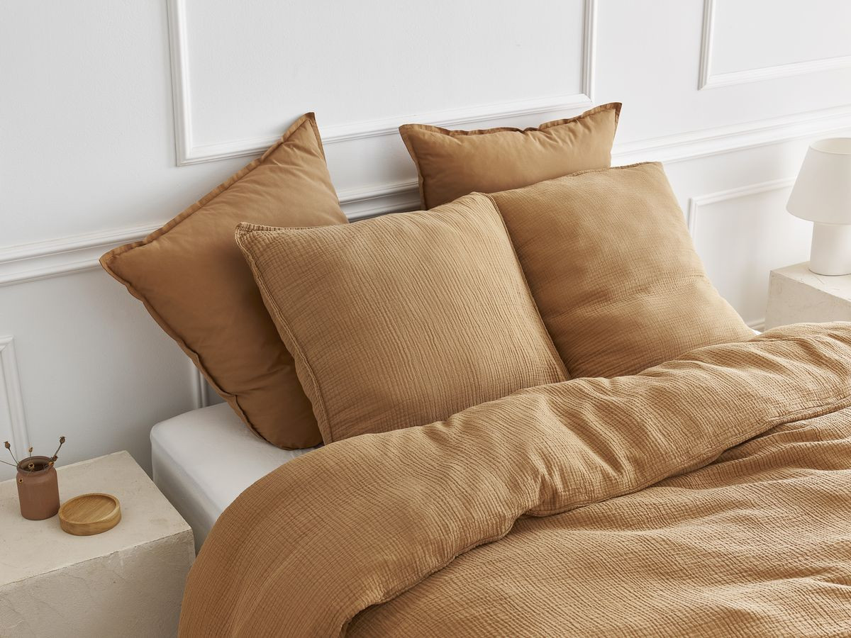 1 Taie d'oreiller HESTIA en gaze de coton ocre — vue 5