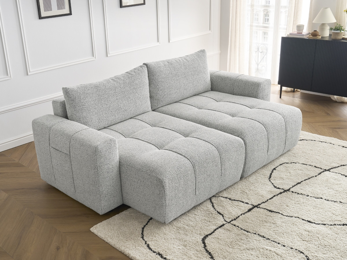 Canapé droit fixe 4 places ARSENE assise profonde tissu chiné