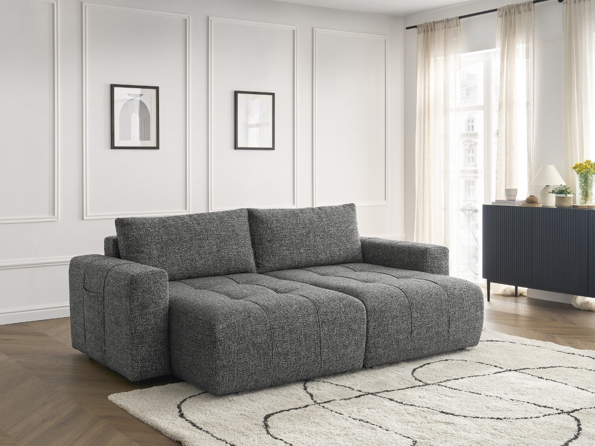 Canapé droit fixe 4 places ARSENE assise profonde tissu chiné