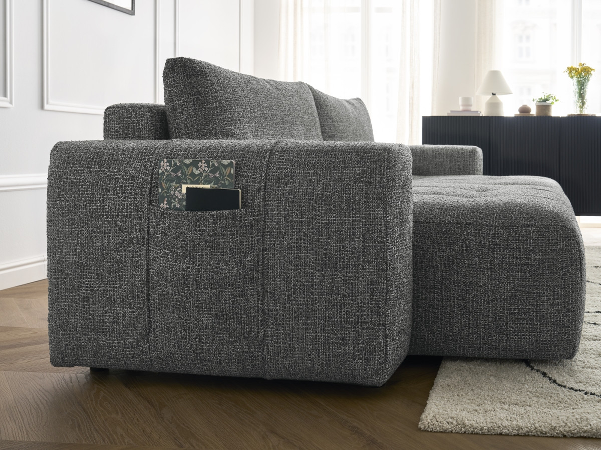 Canapé droit fixe 4 places ARSENE assise profonde tissu chiné
