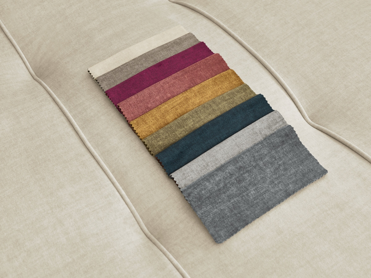 Canapé d'angle fixe EVEREST tissu chiné - Orange - Angle droit - 10 coussins
