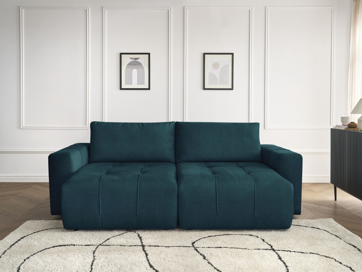 Canapé droit 4 places ARSENE assise profonde velours bleu foncé — vue 5