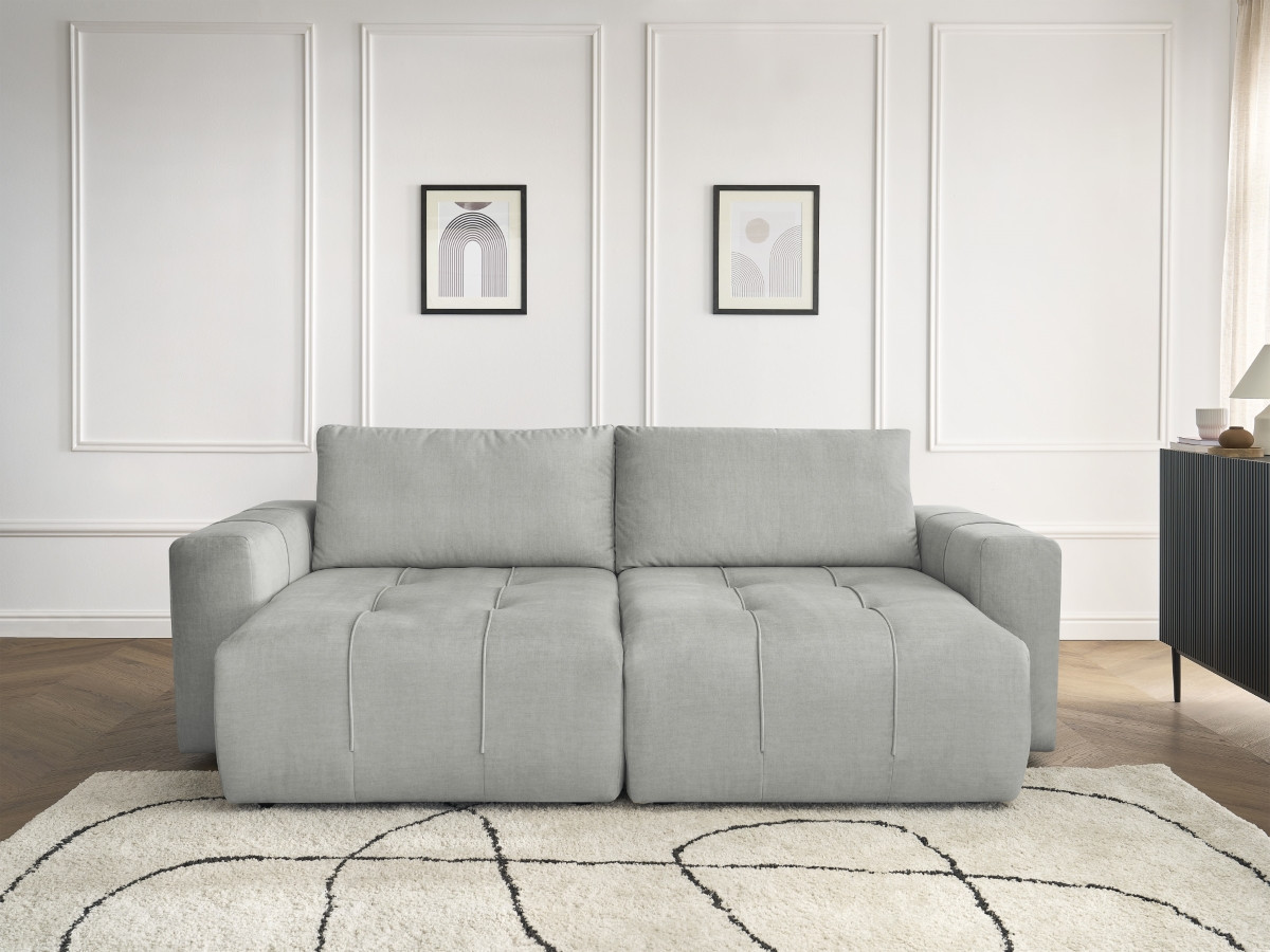 Canapé droit 4 places ARSENE assise profonde velours gris clair — vue 5