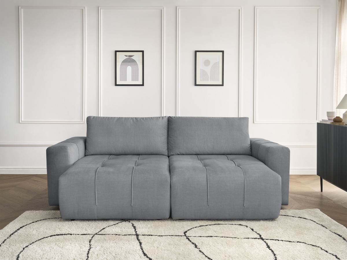 Canapé droit 4 places ARSENE assise profonde velours gris foncé — vue 5