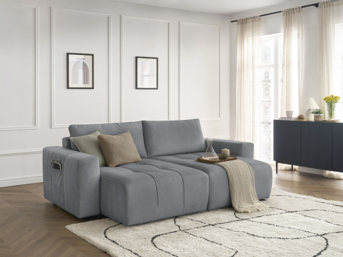 Canapé droit fixe 4 places ARSENE assise profonde velours lisse