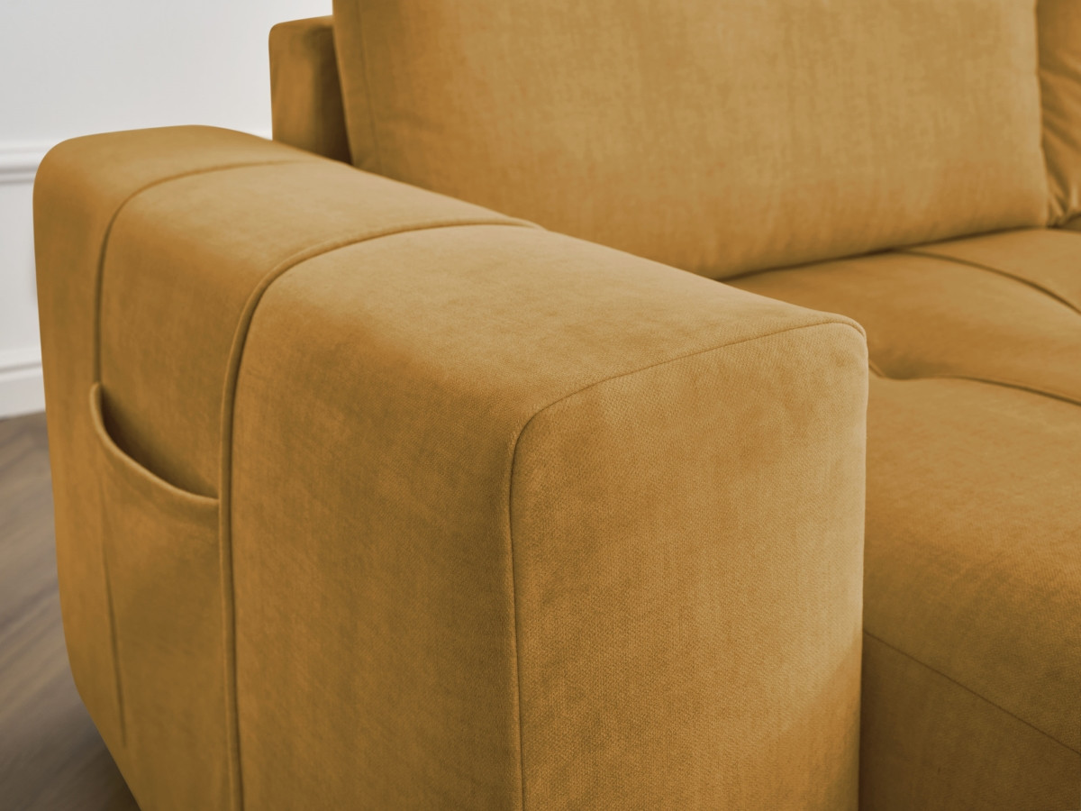 Canapé droit fixe 4 places ARSENE assise profonde velours