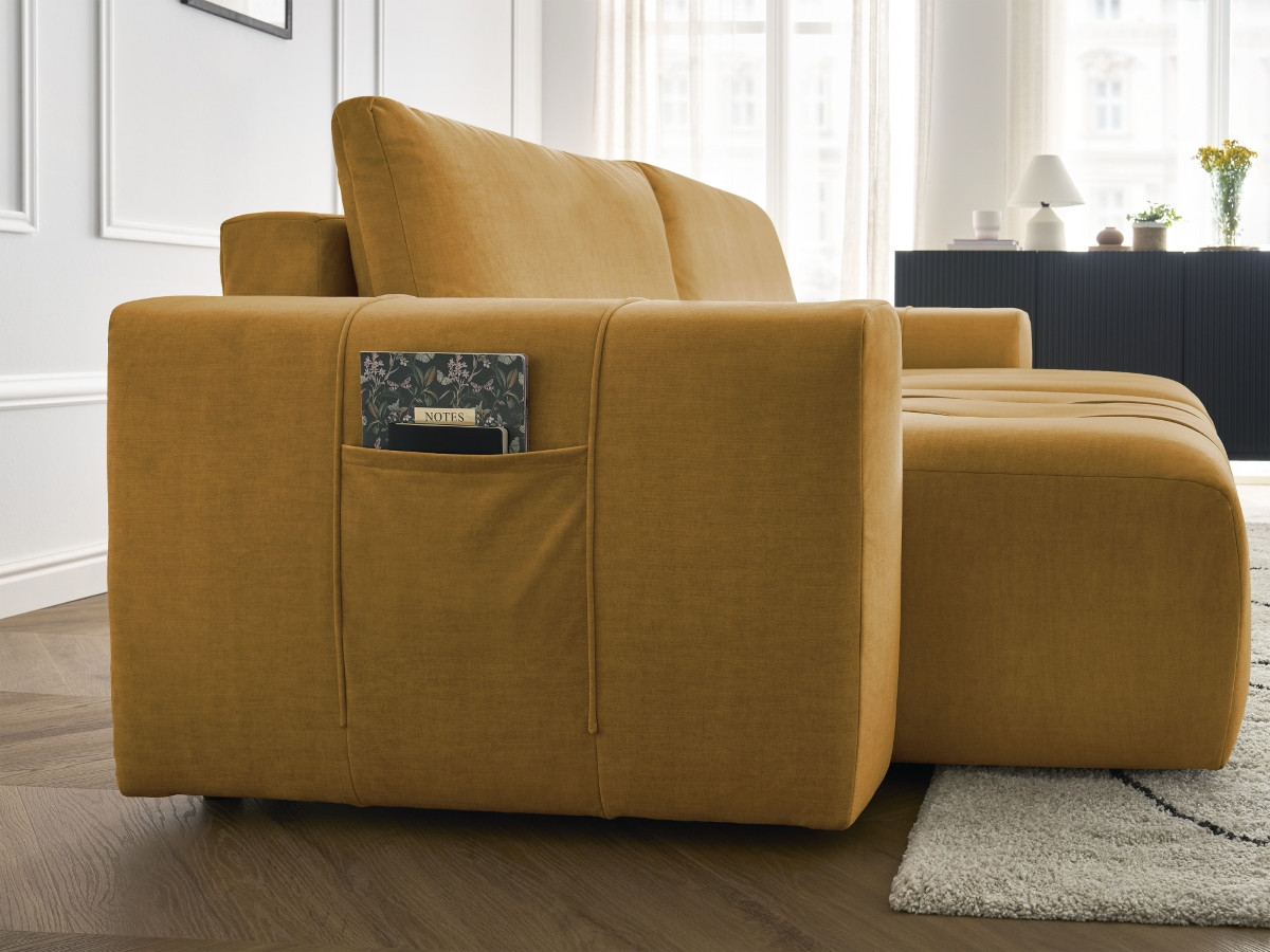 Canapé droit fixe 4 places ARSENE assise profonde velours