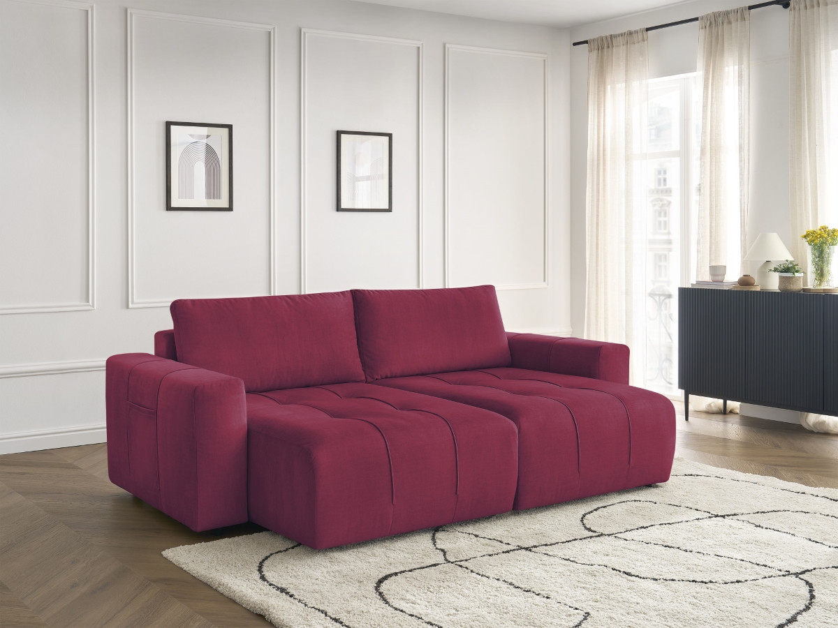 Canapé droit fixe 4 places ARSENE assise profonde velours