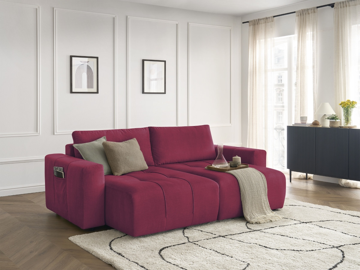 Canapé droit fixe 4 places ARSENE assise profonde velours