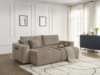 Canapé droit fixe 4 places ARSENE assise profonde velours