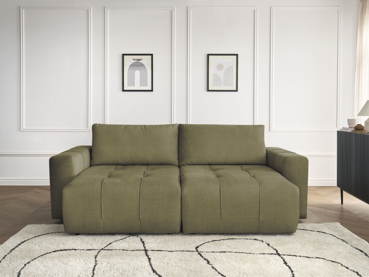 Canapé droit 4 places ARSENE assise profonde velours vert — vue 5