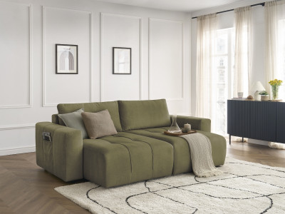 Canapé droit fixe 4 places ARSENE assise profonde velours