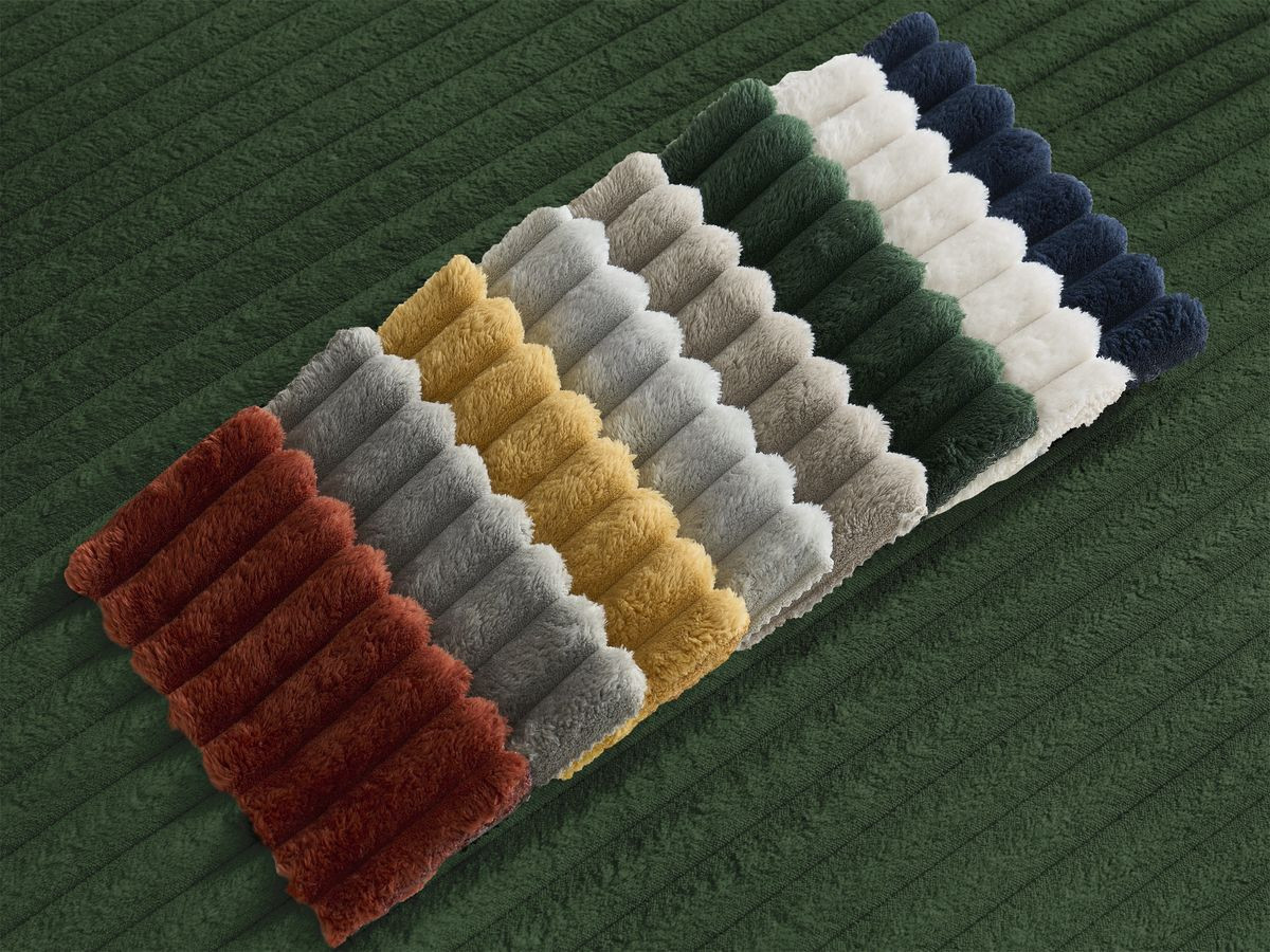 Canapé panoramique convertible coffre LUCIEN gros côtelé doux avec pouf vert angle gauche BOBOCHIC 6 places - Vue supplémentaire 2