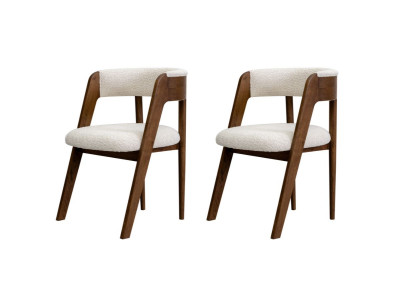 Lot de 2 chaises BASTIDE placage chêne massif et tissu bouclette