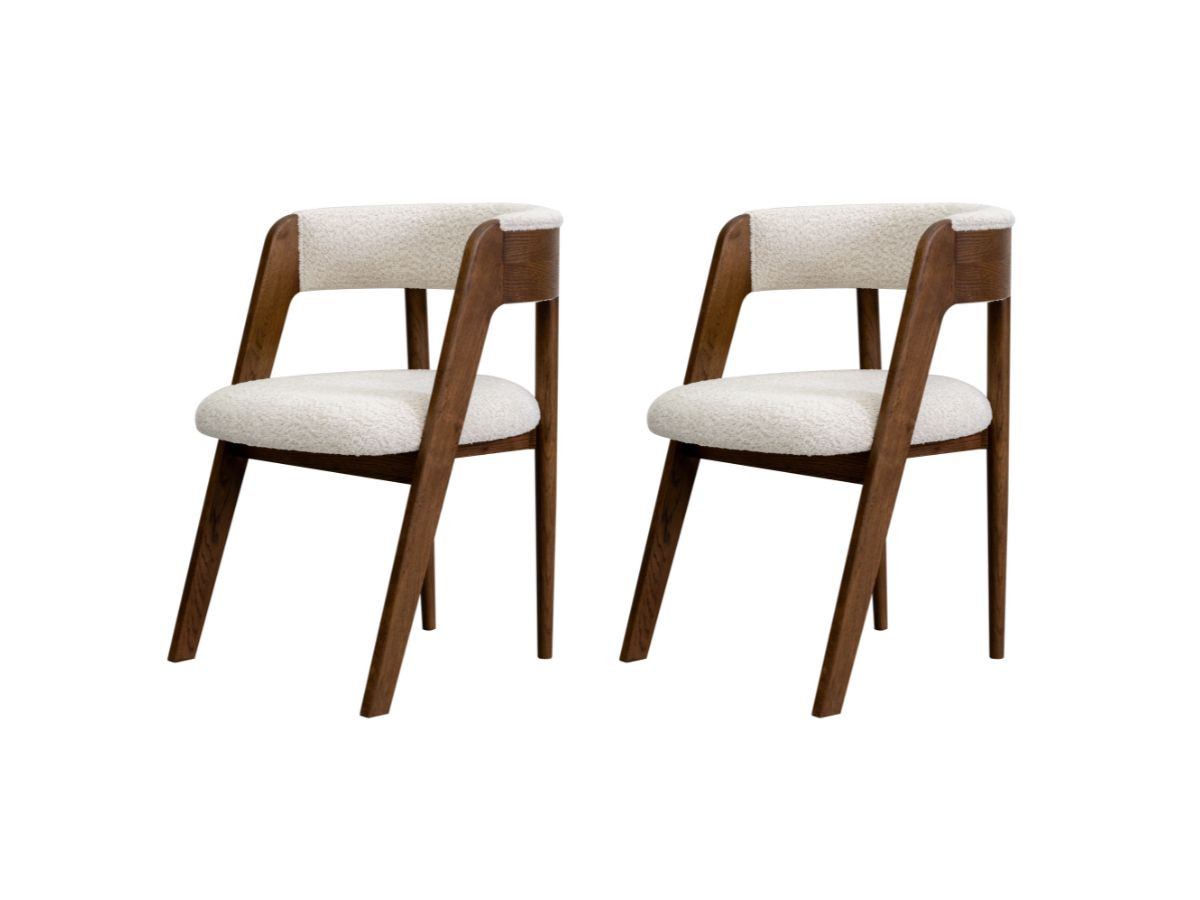 Set van 2 BASTIDE stoelen in massief eikenfineer en badstof