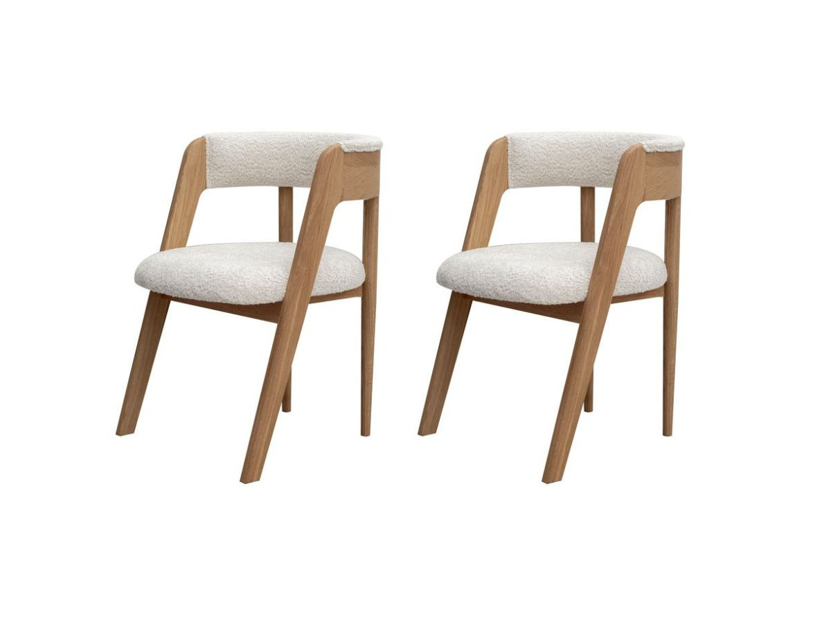 Set van 2 BASTIDE stoelen in massief eikenfineer en badstof