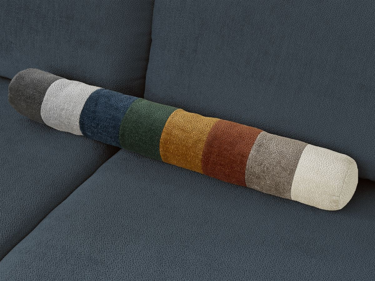 Canapé d'angle fixe EVEREST tissu chiné - Orange - Angle droit - 10 coussins