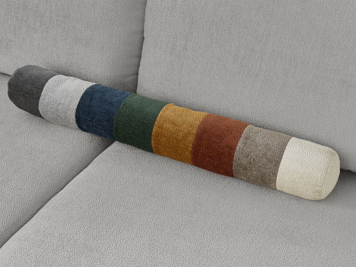 Canapé d'angle fixe EVEREST tissu chiné - Orange - Angle droit - 10 coussins