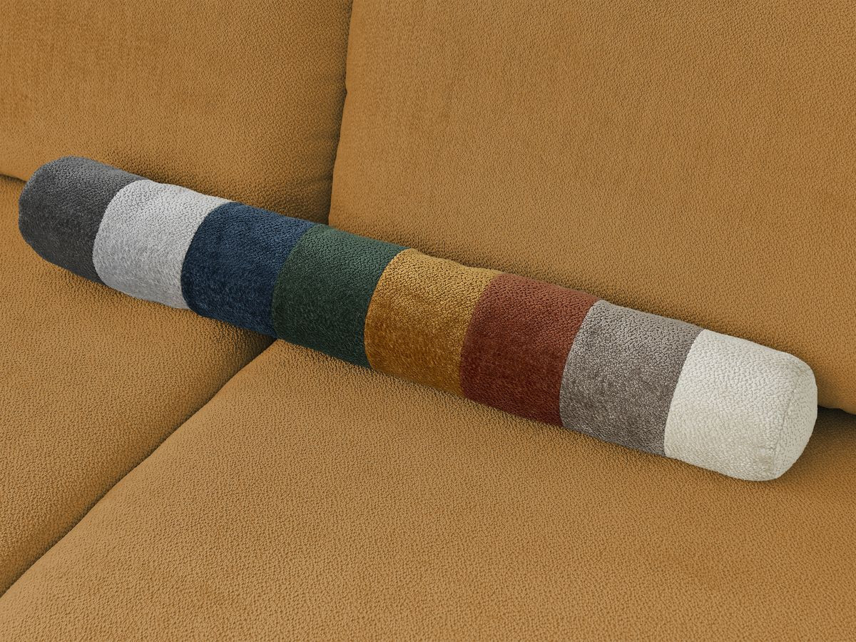 Canapé d'angle fixe EVEREST tissu chiné - Orange - Angle droit - 10 coussins
