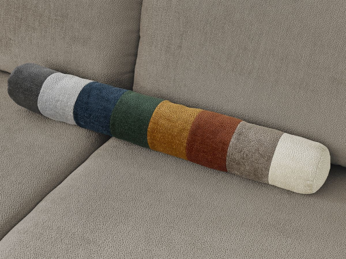 Canapé d'angle fixe EVEREST tissu chiné - Orange - Angle droit - 10 coussins