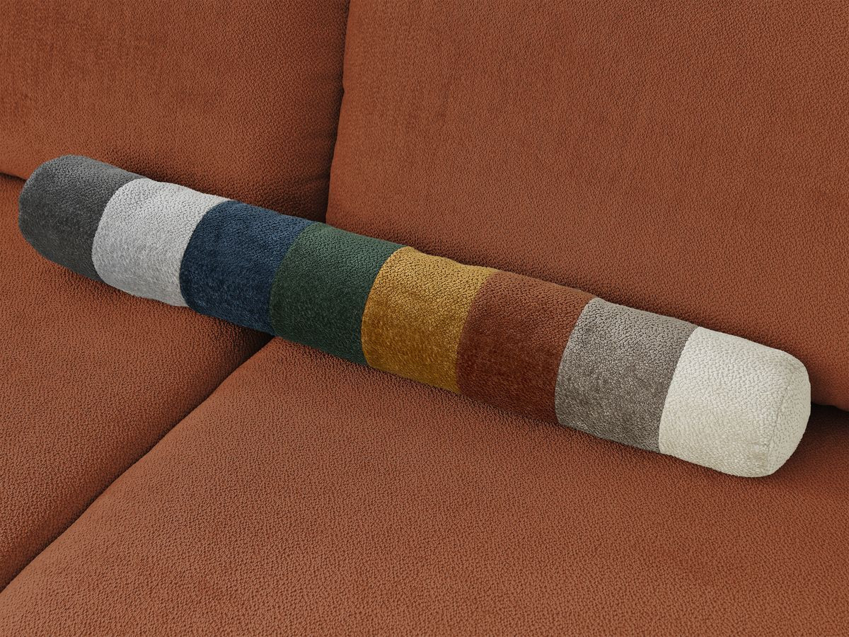 Canapé d'angle fixe EVEREST tissu chiné - Orange - Angle droit - 10 coussins