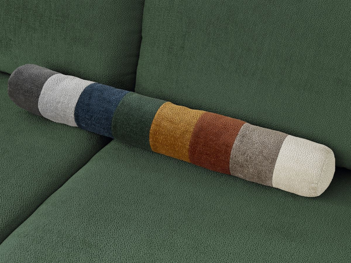Canapé d'angle fixe EVEREST tissu chiné - Orange - Angle droit - 10 coussins