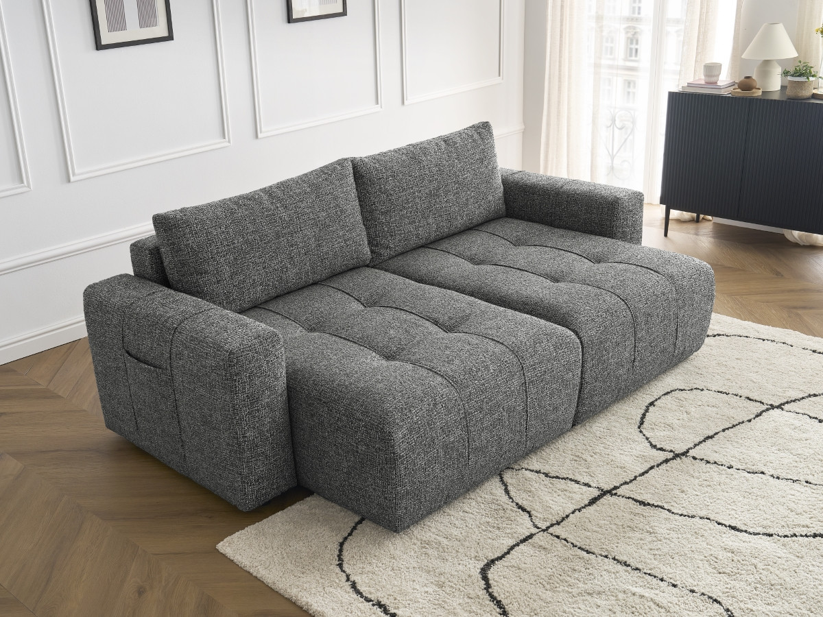 Canapé droit fixe 4 places ARSENE assise profonde tissu chiné