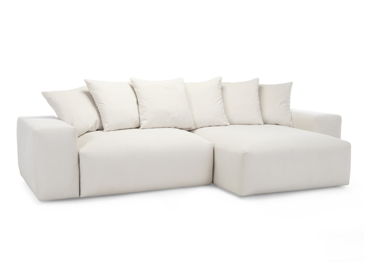 Canapé d'angle convertible réversible coffre VOLTAIRE tissu lisse