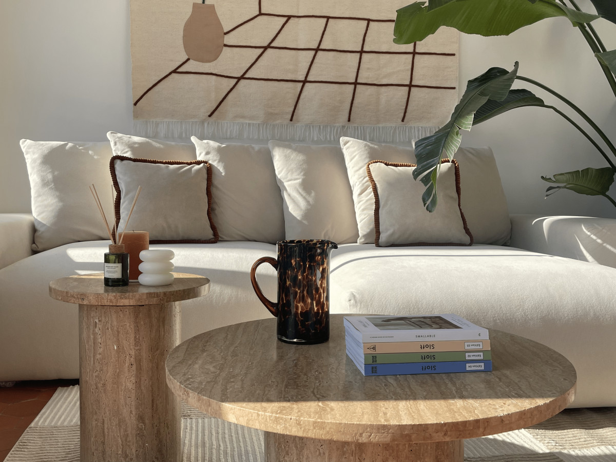 Canapé d'angle convertible réversible coffre VOLTAIRE tissu lisse