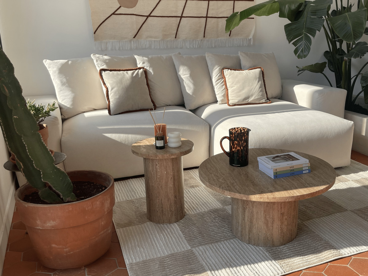 Canapé d'angle convertible réversible coffre VOLTAIRE tissu lisse