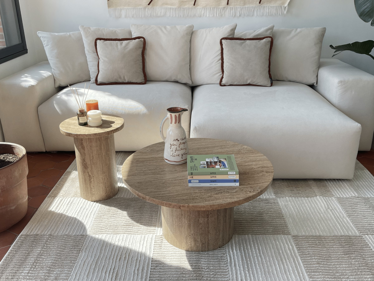 Canapé d'angle convertible réversible coffre VOLTAIRE tissu lisse