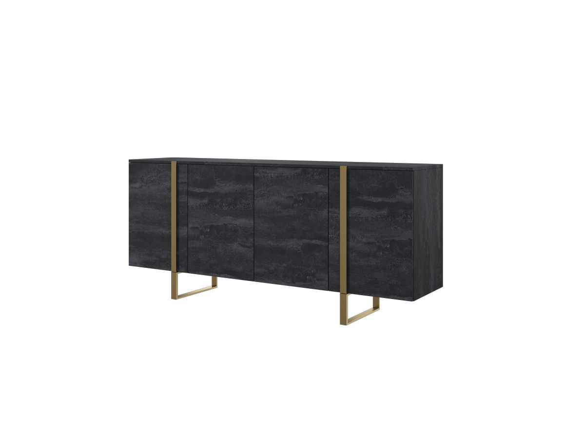 Buffet 4 portes 200 cm ELMA pieds métal or