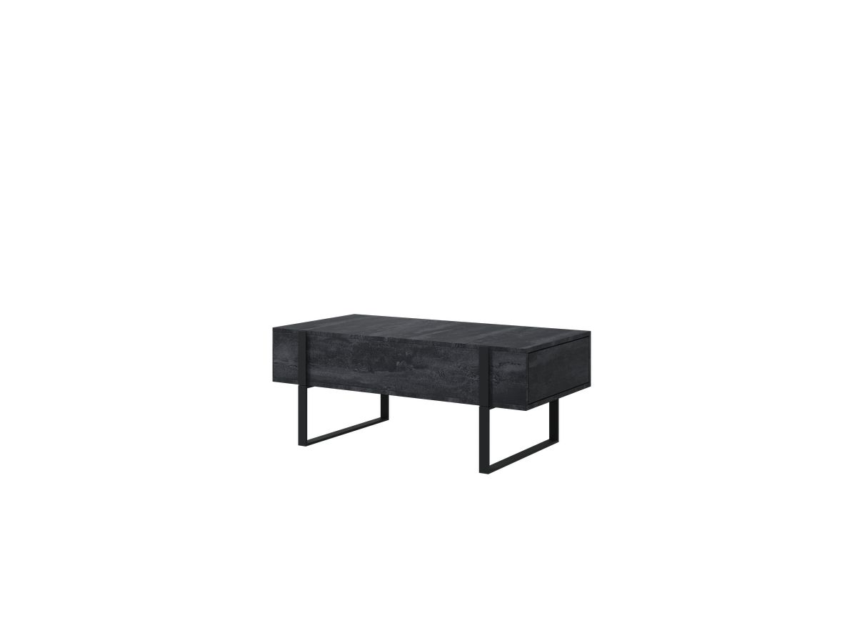 Table basse 2 tiroirs 120 cm ELMA pieds métal noir